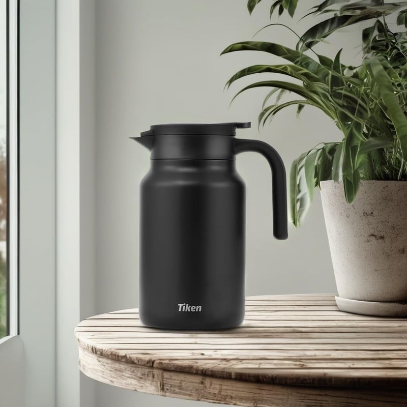 Tiken 51 Oz Thermal Coffee Carafes For Keeping Hot, Double Wall Stainless Steel Insulated Coffee Carafe, 1.5 Liter Beverage Pitcher (Matte Black) - Image 5
